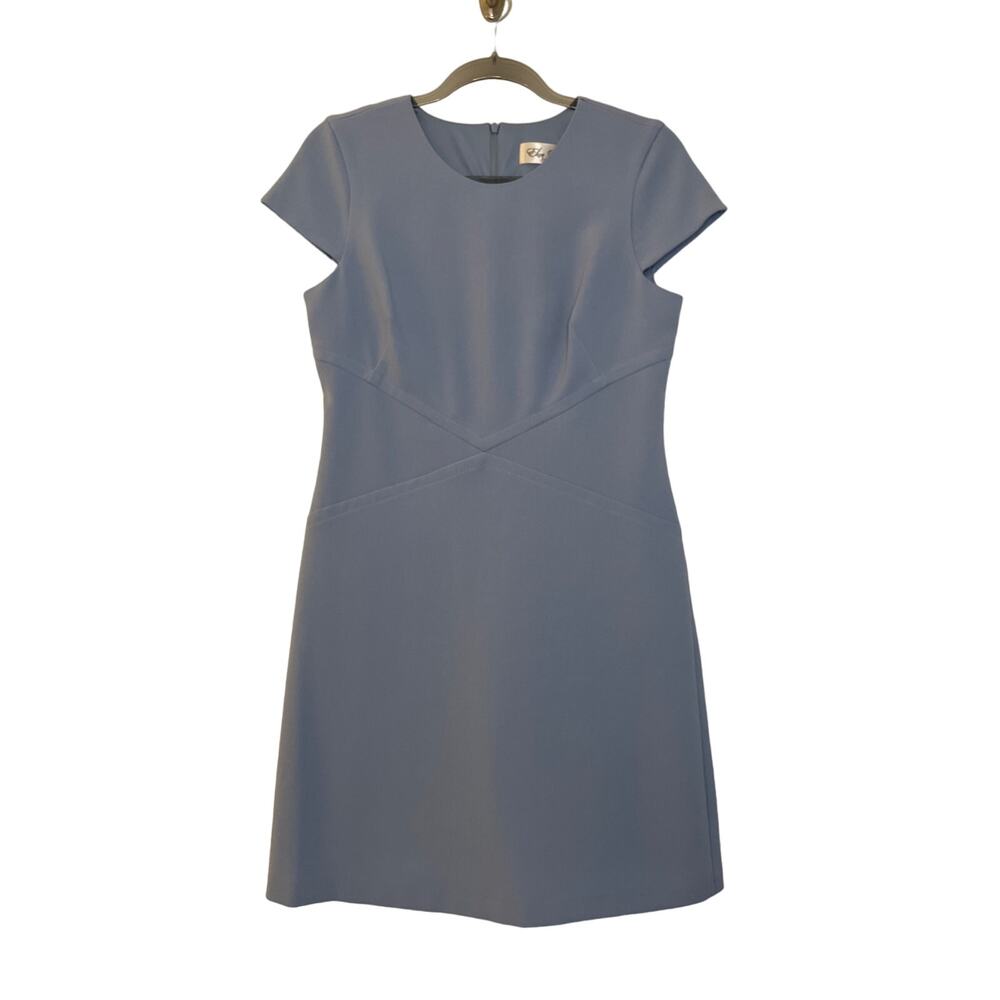 Eliza J Short Sleeve Sheath Dress Size 6 Blue Knee Length Wedding Guest Career